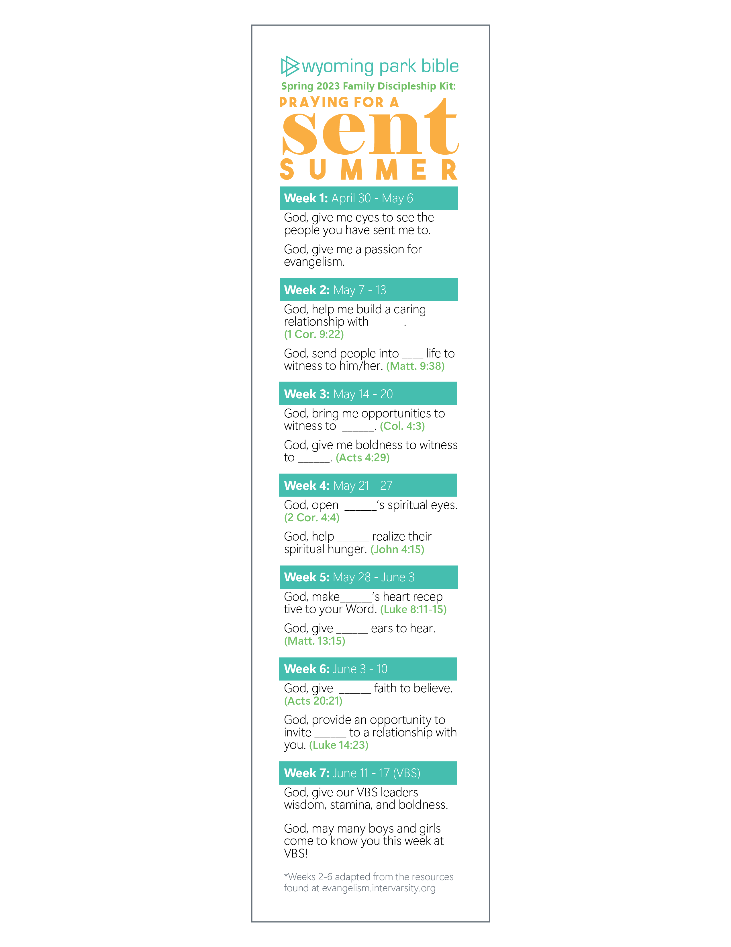Praying for a Sent Summer Bookmark